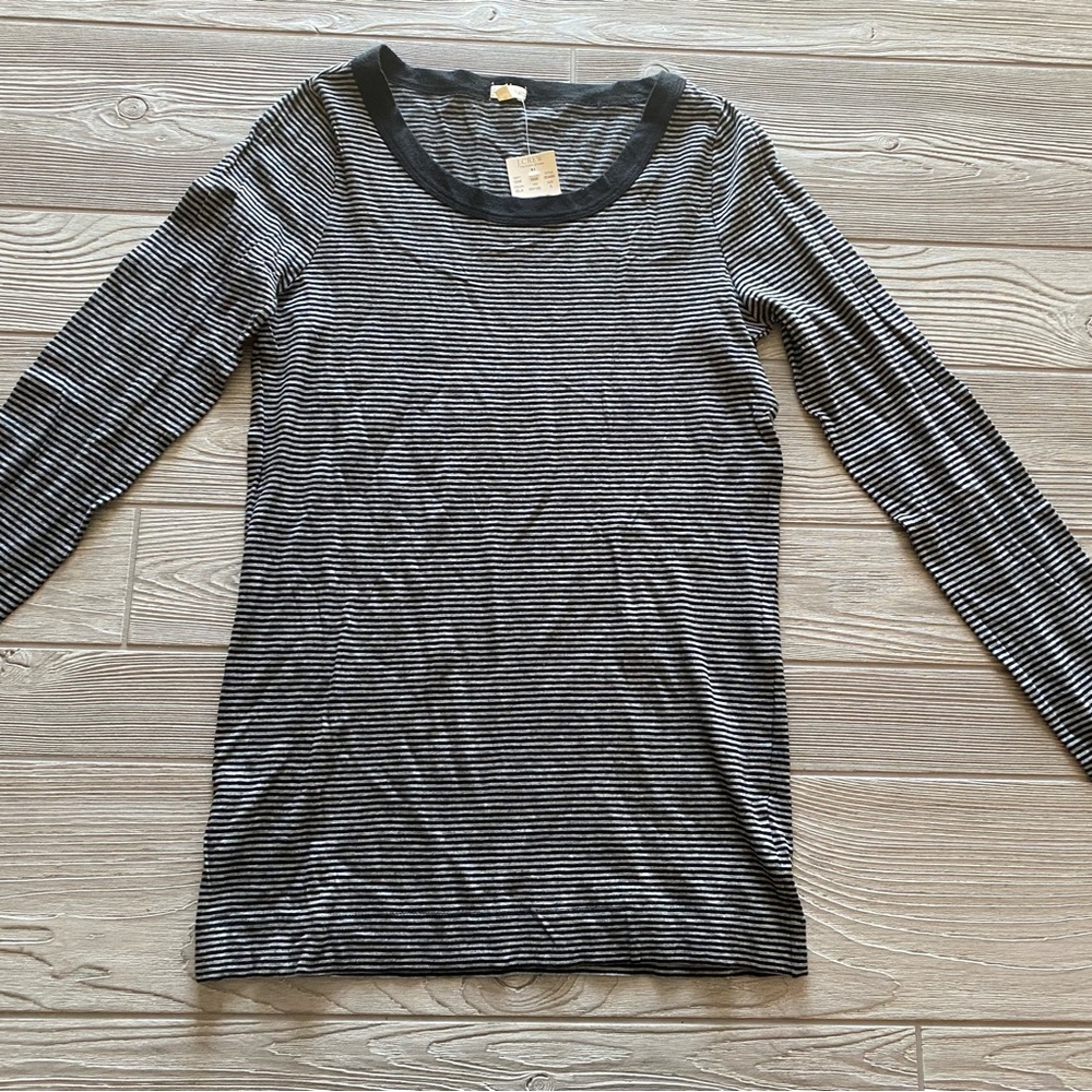 NWT J. Crew Black and Gray Striped Long Sleeve